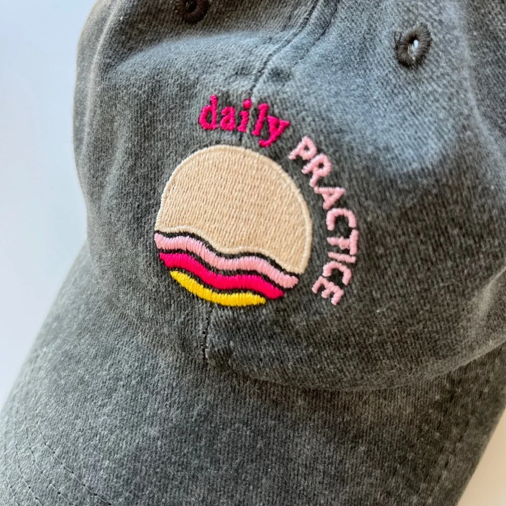 NEW Anthropologie Daily Practice Womens Embroidered Baseball Hat Black‎